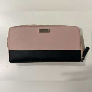 Kate Spade Soft Pink and Black Leather Wallet